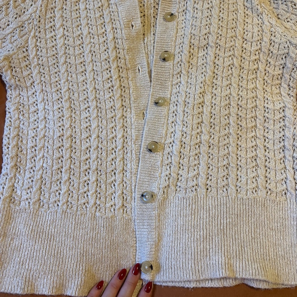 Croft & Barrow Cream Button-Up Cardigan